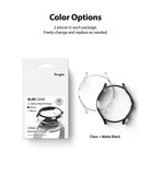 Galaxy Watch 4 Classic 42mm Case | Slim - Two-pack of clear and matte black protective watch cases with retail packaging.