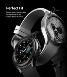 Galaxy Watch 4 Classic 42mm Case | Slim - Two Galaxy Watch 4 Classic watches with clear protective cases on black.