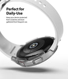 Galaxy Watch 4 Classic 46mm Case | Slim - Clear protective case on a Galaxy Watch with a white band against a white background.