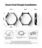Galaxy Watch 4 Classic 42mm Case | Slim - Front, back, and side views of the watch case with 3-step installation guide.