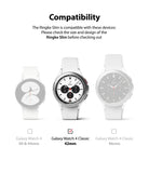 Galaxy Watch 4 Classic 42mm Case | Slim - Three white smartwatches shown with the 42mm model highlighted as compatible.