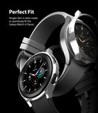 Galaxy Watch 4 Classic 46mm Case | Slim - Silver protective case hovering over a black Galaxy Watch 4 Classic.