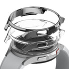 Galaxy Watch 4 Classic 46mm Case | Slim - Exploded view of a silver watch with a transparent protective cover hovering above.