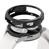 Galaxy Watch 4 (40mm) Case | Air Sports - Black protective watch case hovering above a silver Galaxy Watch 4.