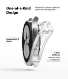 Galaxy Watch 4 (40mm) Case | Air Sports - A clear TPU case being placed over a silver Galaxy Watch 4 40mm.