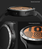 Galaxy Watch 5/4 44mm | Bezel Styling - Close-up views of a metallic watch bezel featuring engraved numbers and cutouts.