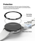Galaxy Watch 5/4 44mm | Bezel Styling - Exploded view showing bezel, adhesive ring, and watch body for protective assembly.
