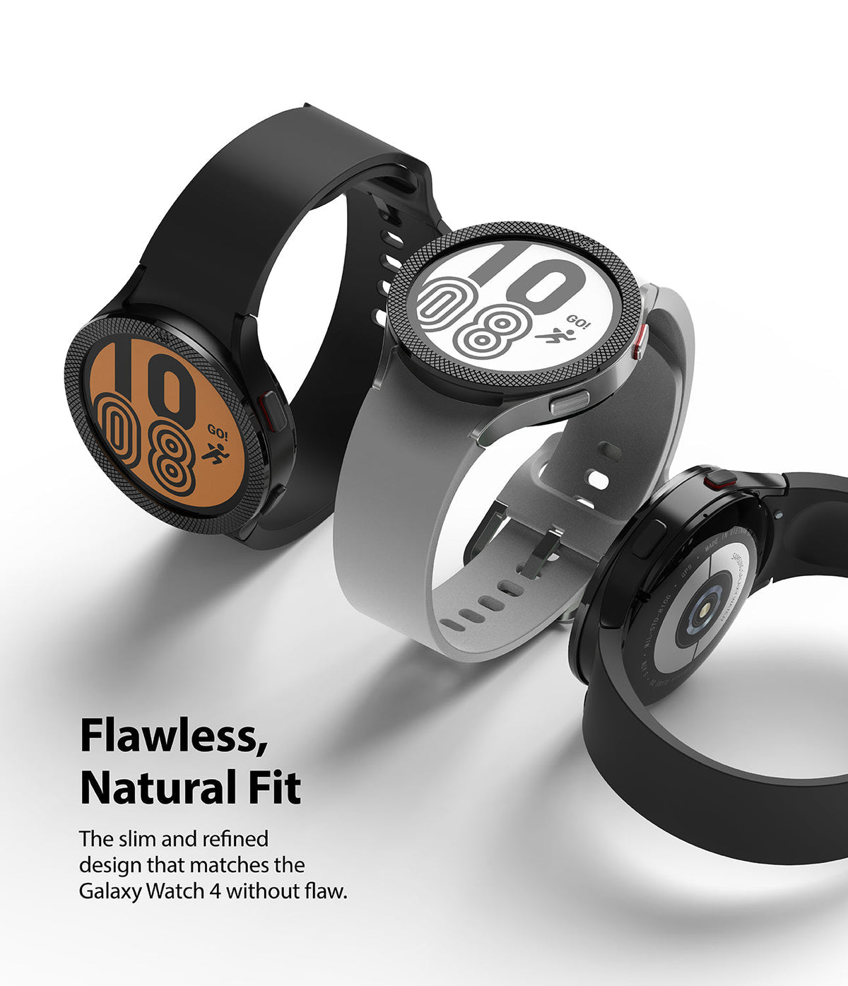 Galaxy Watch 5 / 4 (44mm) | Premium Bezel Styling - Three Galaxy smartwatches with textured bezels shown from various angles.