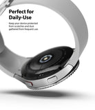 Galaxy Watch 5 / 4 (44mm) | Premium Bezel Styling - Silver smartwatch with protective bezel, showing back sensors.