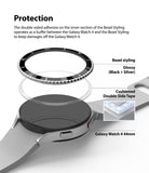 Galaxy Watch 5 / 4 (44mm) | Premium Bezel Styling - Exploded view showing bezel, adhesive ring, and Galaxy Watch 4.