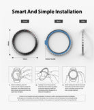 Galaxy Watch 5 / 4 (44mm) | Premium Bezel Styling - Three-step installation guide for a 44mm watch bezel accessory.