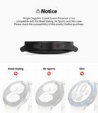 Galaxy Watch 5 / 4 (44mm) Screen Protector | Sapphire Crystal Glass - Galaxy Watch 5 / 4 (44mm) Screen Protector - Compatibility notice showing incompatible Bezel Styling, Air Sports, and Slim cases.