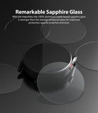 Galaxy Watch 5 / 4 (44mm) Screen Protector | Sapphire Crystal Glass - Galaxy Watch 5 / 4 (44mm) Screen Protector - A black smartwatch surrounded by floating circular sapphire glass protectors.