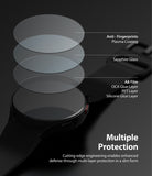 Galaxy Watch 5 / 4 (44mm) Screen Protector | Sapphire Crystal Glass - Galaxy Watch 5 / 4 (44mm) Screen Protector - Exploded view of screen protector layers over a black smartwatch.