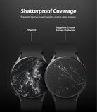 Galaxy Watch 5 / 4 (44mm) Screen Protector | Sapphire Crystal Glass - Galaxy Watch 5 / 4 (44mm) Screen Protector - Comparison showing shattered standard glass versus intact sapphire.