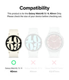 Galaxy Watch 6 / 5 / 4 (40mm) | Metal One Band - Compatibility chart showing 40mm watch is compatible, while 44mm and Classic models are not.