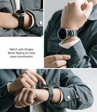 Galaxy Watch 6 / 5 / 4 (40mm) | Metal One Band - A person wearing a black metal watch band on a Galaxy Watch.