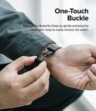 Galaxy Watch 6 / 5 / 4 (40mm) | Metal One Band - Hands opening the black metal watch band's butterfly clasp.