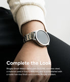 Galaxy Watch 6 / 5 / 4 (40mm) | Metal One Band - Silver stainless steel link watch band on a wrist with a smartwatch.