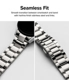 Galaxy Watch 6 / 5 / 4 (40mm) | Metal One Band - Close-up of silver stainless steel watch band with seamless end links.