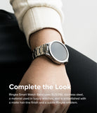 Galaxy Watch 6 / 5 / 4 (44mm) | Metal One Band - Silver stainless steel link watch band worn on a wrist.