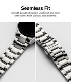 Galaxy Watch 6 / 5 / 4 (44mm) | Metal One Band - Close-up of a silver stainless steel watch band showing a seamless fit.