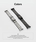 Galaxy Watch 6 / 5 / 4 (44mm) | Metal One Band - Silver and black metal link watch bands displayed on a white background.
