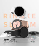Galaxy Watch 4 40mm Case | Slim - Three Galaxy Watch 4 units in white, rose gold, and black stacked vertically.