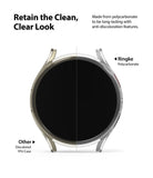 Galaxy Watch 4 40mm Case | Slim - Comparison showing a clear Ringke polycarbonate case versus a yellowed TPU case.