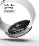 Galaxy Watch 4 40mm Case | Slim - Clear protective case on a Galaxy Watch 4 with a white band against a white background.