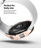Galaxy Watch 4 40mm Case | Slim - Rose gold slim protective case on a Galaxy Watch 4 with a white silicone band.