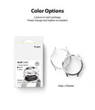 Galaxy Watch 4 40mm Case | Slim - Two-pack of clear and chrome slim protective cases for Galaxy Watch 4 with retail packaging.