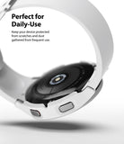 Galaxy Watch 4 40mm Case | Slim - White protective case on a Galaxy Watch 4, showing the back sensor and side buttons.