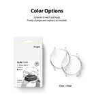Galaxy Watch 4 (44mm) Case | Slim - Two clear protective watch cases next to their retail packaging box.