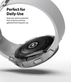 Galaxy Watch 4 (44mm) Case | Slim - Clear protective case on a Galaxy Watch 4 with text about daily-use protection.