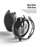 Galaxy Watch 4 (44mm) Case | Slim - Two slim protective cases for Galaxy Watch 4, one clear and one black, floating on white.