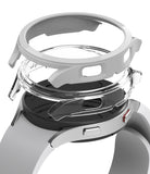 Galaxy Watch 4 (44mm) Case | Slim - Exploded view of a clear protective watch case hovering above a Galaxy Watch 4.