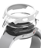 Galaxy Watch 4 (44mm) Case | Slim - Exploded view of a white and clear protective case hovering over a Galaxy Watch 4.