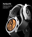 Galaxy Watch 4 (44mm) Case | Slim - Two white protective cases shown on a Galaxy Watch 4 with a black strap.