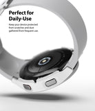 Galaxy Watch 4 (44mm) Case | Slim - White protective case on a Galaxy Watch 4 with a matching white silicone strap.