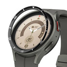 Galaxy Watch 5 Pro 45mm | Inner Bezel Styling - Black numbered bezel ring hovering above a grey smartwatch face.