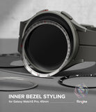 Galaxy Watch 5 Pro 45mm | Inner Bezel Styling - Silver metallic inner bezel ring installed on a grey smartwatch.