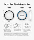 Galaxy Watch 5 Pro 45mm | Inner Bezel Styling - Installation guide showing bezel dimensions and three-step application.