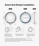 Galaxy Watch 5 Pro 45mm | Inner Bezel Styling - Installation guide showing front, back, and side views with steps.