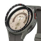 Galaxy Watch 5 Pro 45mm | Inner Bezel Styling - Black adhesive bezel ring hovering above a grey smartwatch face.