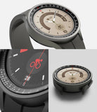 Galaxy Watch 5 Pro 45mm | Inner Bezel Styling - Close-up views of a black smartwatch with a tachymeter inner bezel ring.