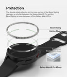 Galaxy Watch 5 Pro 45mm | Bezel Styling - Exploded view showing bezel, guide film, and adhesive tape for watch protection.