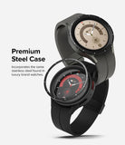 Galaxy Watch 5 Pro 45mm | Bezel Styling - Two Galaxy Watch 5 Pro smartwatches with a floating stainless steel bezel ring.