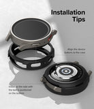 Galaxy Watch 5 Pro Case | Air Sports - Exploded view showing how to align the watch buttons and text for case installation.