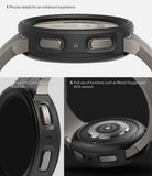 Galaxy Watch 5 Pro Case | Air Sports - Close-up views of a black watch case highlighting button access and sensor exposure.